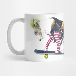 Bullterier, being punk, riding skateboard Mug